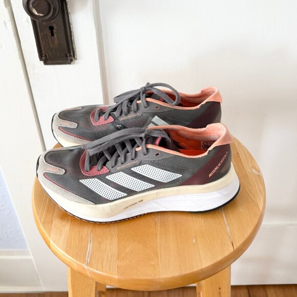 Adidas Adizero Boston 11 Gray Beam Orange size 6 women's - Picture 6 of 10